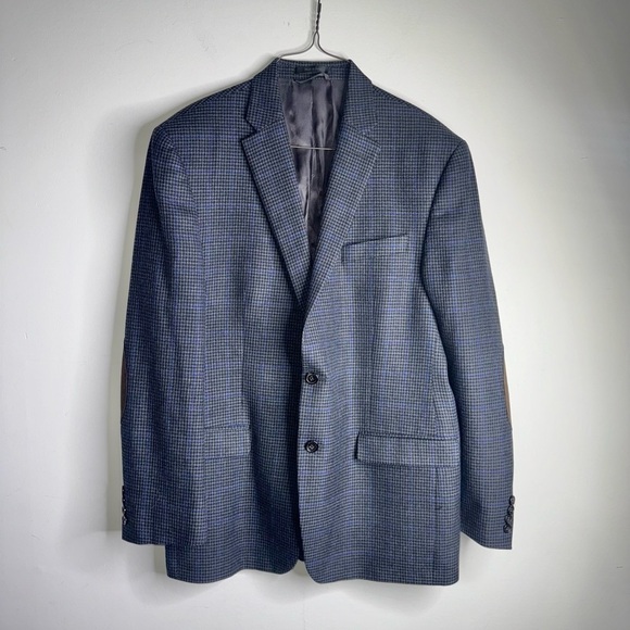 Lauren Ralph Lauren Men's 100% Wool Blazer with Elbow Patch Houndstooth Pattern - Picture 1 of 11